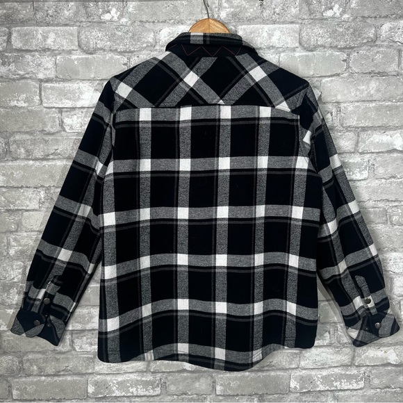 Orvis Women's Large Flannel Plaid Shacket Jacket Snap Button Up Fleece Lining - Picture 3 of 12